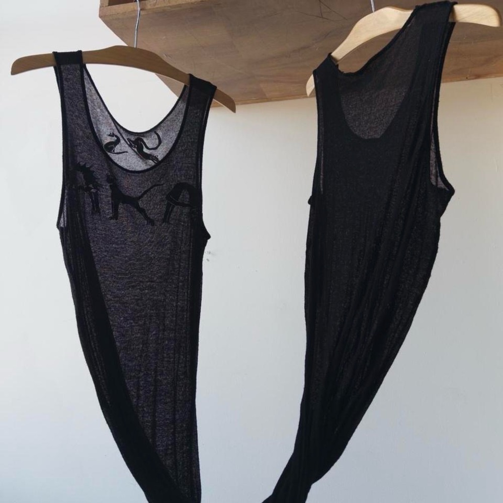 Y's by Yohji Yamamoto Black Sheer Maxi Dress